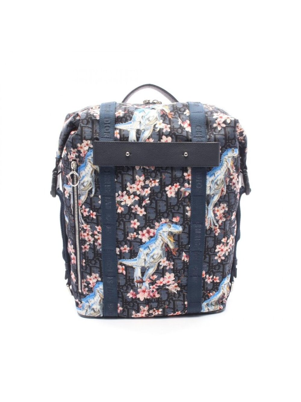 Dior Backpack Hajime Sorayama Dinosaur Robo Oblique Navy Multi Nylon Leather